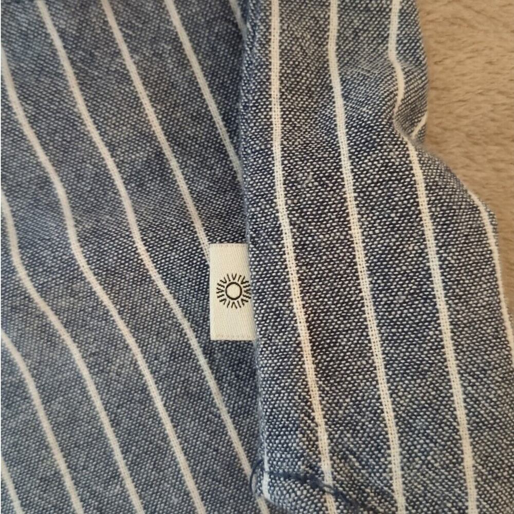 Rhythm. made For adventure Dress Linen Blend Denim Blue Stripe Sleeveless V Neck - Picture 10 of 13